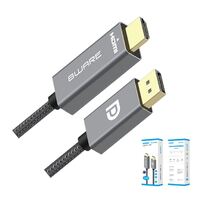 8ware 1m DisplayPort DP to HDMI Male to Male Adapter Converter Cable Retail Pack 1080P Nylon Braide for Video Card PC Notebook to Monitor Projector TV