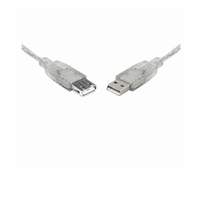 8Ware USB 2.0 Extension Cable 1m A to A Male to Female Transparent Metal Sheath Cable
