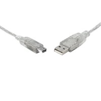 8Ware USB 2.0 Cable 3m A to B 5-pin Mini Transparent Metal Sheath UL Approved
