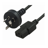 Hypertec AU Power Cable 2m - Male Wall 240v PC to Power Socket 3pin to IEC 320-C13 for Notebook/ AC Adapter Black AU Certified Retail Pack