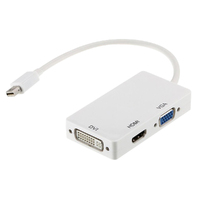 Astrotek 3 in1 Thunderbolt Mini DP DisplayPort to HDMI DVI VGA Hub Adapter Converter Cable for MacBook Air Mac Mini Microsoft Surface Pro 3/4/5