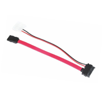 Astrotek Slim SATA Cable 30cm + 10cm 6 pins + 7 pins to 4 pins + 7 pins Red Colour