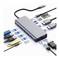 Astrotek USB-C Dock 12-in-1 Multiport Hub/Docking Station with 100W Power 2xHDMI 4K VGA GLAN 2xUSB3.0 2xUSB2.0 Card Reader for HP Lenovo Asus MacBook