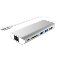 Astrotek All-in-One Dock Thunderbolt USB-C 3.1 Type-C to HDMI 2xUSB3.0 Hub Card Reader RJ45 Gigabit LAN TypeC PD Function for Macbook Pro Air Notebook