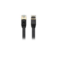 Edimax 0.5M Black 10GbE Shielded CAT7 Network Cable - Flat 100% Oxygen-Free Bare Copper Core, Alum-Foil Shielding, Grounding Wire, Gold Plated RJ45
