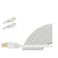 Edimax 1m White 40GbE Shielded CAT8 Network Cable - Flat 100% Oxygen-Free Bare Copper Core, Alum-Foil Shielding, Grounding Wire, Gold Plated RJ45