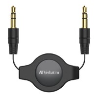 Verbatim 3.5mm Aux Audio Cable Retractable 75cm - Black