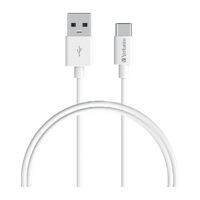 Verbatim Charge & Sync USB-C Cable 1 Meter - White USB C to USB A. Durable Design. Fast Charge  QC 2.0 and 3.0.