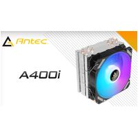 Antec A400i RGB Air CPU Cooler, 72 CFM, 4 Direct Heat-Pipes, 120mm PWM RGB Fan,1700, 115X, 1200, 2011, AM3, AM3+, AM4+ FM1, FM2, FM2+