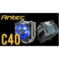 Antec C40 92mm PWM Blue LED Fan, Intel 775, 115X, 1200, 1366.1700. AMD: AM2(+), AM3, AM3+, AM4, AM5, FM1, FM2(+) 1 Year Warranty - CPU Air Cooler