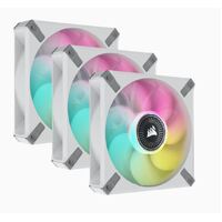 Corsair ML ELITE Series, ML120 RGB ELITE WHITE, 120mm Magnetic Levitation RGB Fan with AirGuide, Triple Pack with Lighting Node CORE