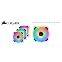Corsair Light Loop Series, White LL120 RGB, 120mm PWM Fan, 3 Fan Pack with Lighting Node PRO. Two Years Warranty