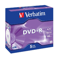 Verbatim DVD+R 16X Jewel 5pk 4.7GB