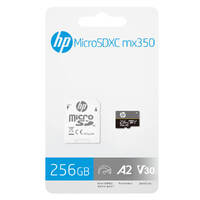HP A2 U3 High Speed microSDXC 256GB 100MB/s Class 10, U3, V30, A2, UHS-I 4K UHD Shock Temperature Waterproof for Action Camera, Mobile, Drone, Tablet