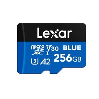 Lexar BLUE microSDXC™ UHS-I Card  256GB - C10,  A2, UHS-I(U3), V30, up to 160MB/s read Vibration-proof: 10-2000Hz. Magnetic-proof: 15000 Gauss