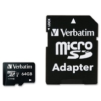 Verbatim 64GB Micro SDXC Card Class 10 UHS-I With Adaptor Up to 45MB/Sec 300X read speed(LS)