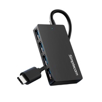 Simplecom CH352 USB-A to 4xPort SuperSpeed USB 3.2 Gen1, 5Gbps, plug & play, bus-powered, ABS, 76×41×11mm, 35g, 15cm cable, Win/macOS/Linux compatible