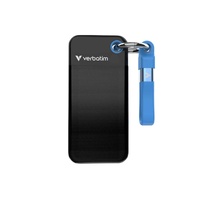 Verbatim Pocket SSD USB 3.2 Gen 2 2TB Black/Blue, Convenient keyring and cable holder keeps your cable neat and tangle-free Verbatim Pocke