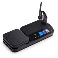 Yealink BH71 Bluetooth Wireless Mono Headset, BHB710 Workstation w/ 3' Colour Touch screen, Qi Wireless Charging, 10H Talk Time, 3 Size Ear Plugs