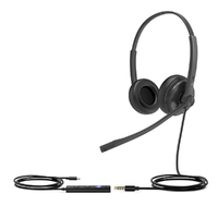 **Demo/Loan - Not For Sale** Yealink TEAMS-UH34SE-D-C  Teams Certified Wideband Noise Cancelling Headset,USB-C and 3.5mm Jack,Leather Ear Piece,Contro