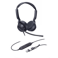 Yealink UH42 Dual Teams USB-C/A Microsoft Certified Teams USB Wired Headset, Noise-Canceling Microphone, Leather Ear Cushions Controller Teams  button