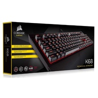 Corsair K68 - IP32 Dust and Spill Resistant, Compact Mechanical Keyboard, Cherry MX Red, Backlit Red LED