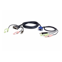 Aten KVM Cable 3m with VGA, USB & Audio to DVI-I (Single Link), USB & Audio