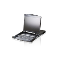Aten Rackmount Dual Rail LCD Console VGA PS/2-USB w/ 19' LCD Display, 1x Custom KVM Cable Included, 1280x1024@75hz Display, LED Illumination