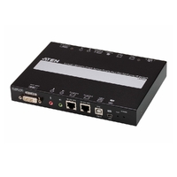Aten Single Port DVI KVM Over IP with Audio and Virtual Media, supports up to 1920 x 1200 @ 60Hz, 1 DVI USB KVM Cable included, Dual RS232 serial port