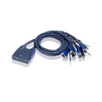Aten Compact KVM Switch 4 Port Single Display VGA w/ audio, 1.8m Cable, Computer Selection Via Hotkey,