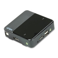 Aten Slim KVM Switch 2 Port Single Display DisplayPort w/ audio, Cables Included, Remote Port Selector,