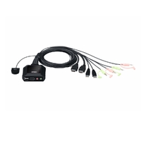 Aten 2 Port USB 4K @60Hz HDMI Cable KVM Switch with Remote Port Selector