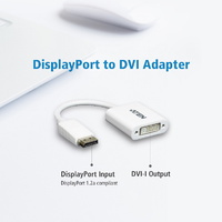 Aten DisplayPort to DVI Adapter, Converts DisplayPort signals to DVI output, DisplayPort 1.2 a compliant, Supports VGA, SVGA, XGA, SXGA, UXGA