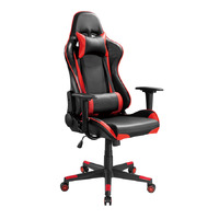 Brateck PU Leather Gaming Chairs with Headrest and Lumbar Support (70x70x127~137cm) Up to 150kg - PU Leather,PVC Leather-Black Red