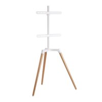 Brateck Pastel Easel Studio TV Floor Tripod Stand For Most 50''-65'' Up to 35kg Flat Panel TVs  -- Matte White & Beech