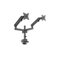 Brateck Dual Monitor Aluminium Slim Pole-Mounted Spring-Assisted Monitor Arm With USB Fit Most 17'-32' Monitors Up to 8kg per screen 75x75/100x100
