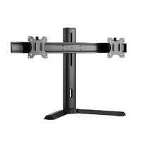 Brateck Dual Free Standing Screen Classic Pro Gaming Monitor Stand Fit Most 17'- 27' Monitors, Up to 7kgp per screen-Black Color VESA 75x75/100x100