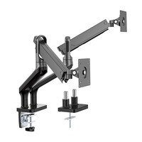 Brateck Dual Monitor Premium Aluminium Spring-Assisted Monitor Arm Fit Most 17'-32' Flat Panel and Curved Monitors Up to 9kg per screen (Black)