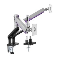 Brateck Dual Monitor Premium Aluminium Spring-Assisted Monitor Arm Fit Most 17'-32'  Flat Panel and Curved Monitors Up to 9kg per screen (Sliver)