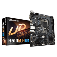 Gigabyte H510M H Micro ATX Motherboard, 2x DDR4 ~64GB, 1x PCI-E x16, 1x PCI-E x1, 1x M.2, 4x SATAIII, 2x USB 3.2, 4x USB 2.0
