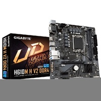 Gigabyte H610M H V2 DDR4 1.0 LGA 1700 mATX Motherboard, 2x DDR4 ~64GB, 1x PCI-E x16, 1x PCI-E x1, 1x M.2, 4x SATA, 2x USB 3.2, 4x USB 2.0