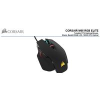 Corsair M65 RGB ELITE Tunable FPS Gaming Mouse Black, 18000 DPI, Optical, iCUE Software.
