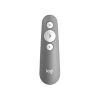 Logitech R500S Laser Presentation Remote with Dual Connectivity Bluetooth or USB 20m Range Red Laser Pointer for PowerPoint Keynote Mid Grey