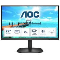 AOC 21.5' 22B2HN 1920x1080,  VA, 75Hz, HDMI 1.4, VGA, Tilt, Low Blue, Flicker Free, Ultra Slim, VESA 100mm, Tilt.   Home Office Business Monitor