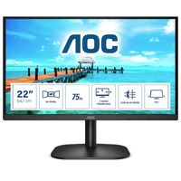 AOC 21.5' 22B2HN FHD (16:9) VA, 75Hz w/ HDMI 1.4, VGA, Tilt, Low Blue, Flicker Free, Ultra Slim, VESA 100mm, Tilt.   Home Office Business Monitor