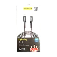 PISEN Lightning to USB-C Cable (1.2M) - Black, Backlight Data Cable, 2.4A PD Fast Charge,Braided Wire,Antioxidant Aluminum Alloy Shell