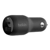 Belkin BoostCharge Dual Car Charger with PPS 37W - Black(CCB004btBK),1xUSB-C PD(25W),1xUSB-A(12W), Dual Port Fast & Compact Charger,Travel Ready, 2YR.