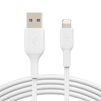 Belkin BoostCharge Lightning to USB A Cable (2m/6.6ft) - White (CAA001bt2MWH), 12W, 480Mbps, 8,000+ bends tested, Reinforced cable construction, 2YR.