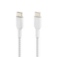 Belkin BoostCharge Braided USB-C to USB-C Cable (1m/3.3ft) - White (CAB004bt1MWH2PK)