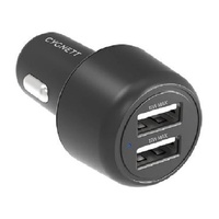 Cygnett CarPower 24W Dual Port (2x USB-A 12W) Car Charger - Black (CY3697CYCCH), Compact Design, Fast Charging Support, 24W total output